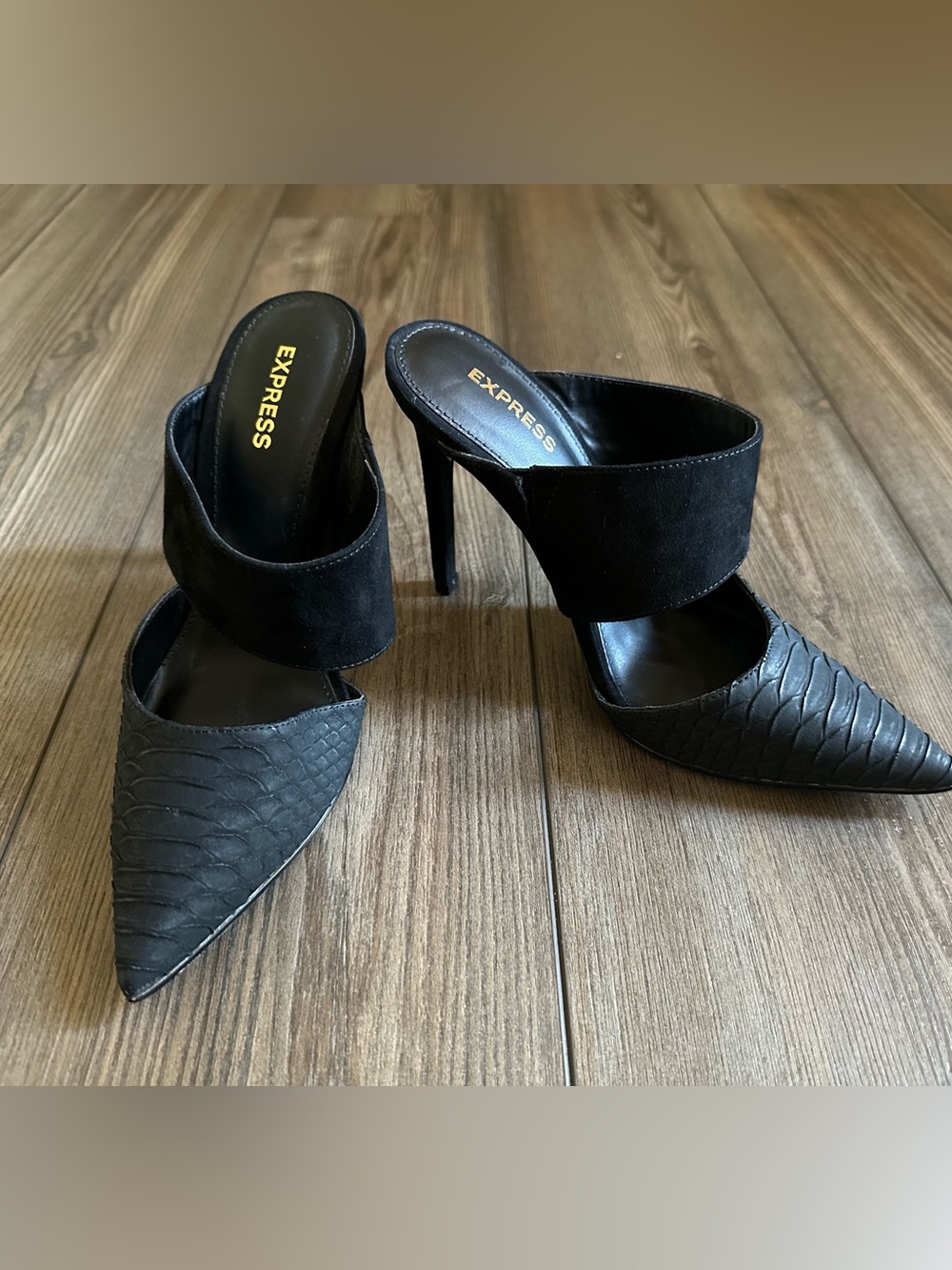 Express Women's Black Pointed Toe Heels Size 9 Mule Heels